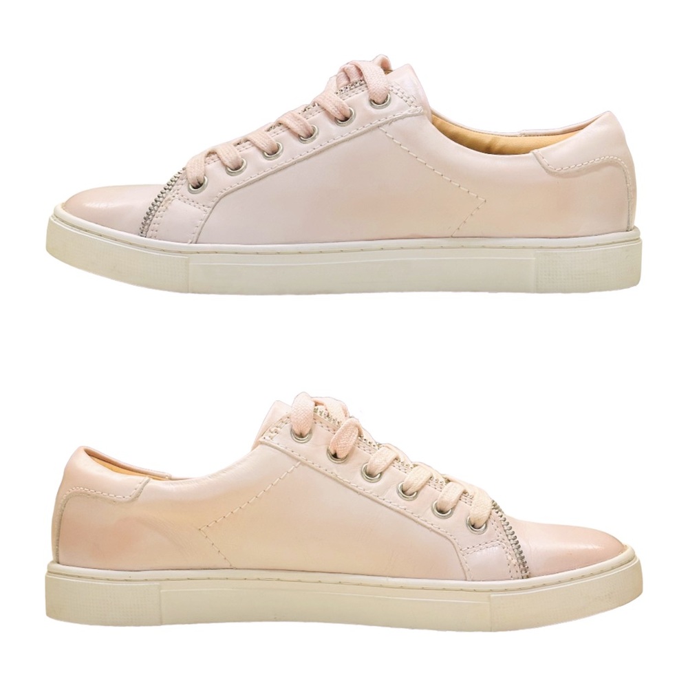 Frye Sindy Moto Low Top Leather Sneakers - Pink